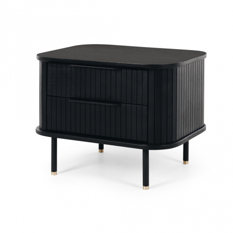 Anders 2 Drawer Bedside Table - Black